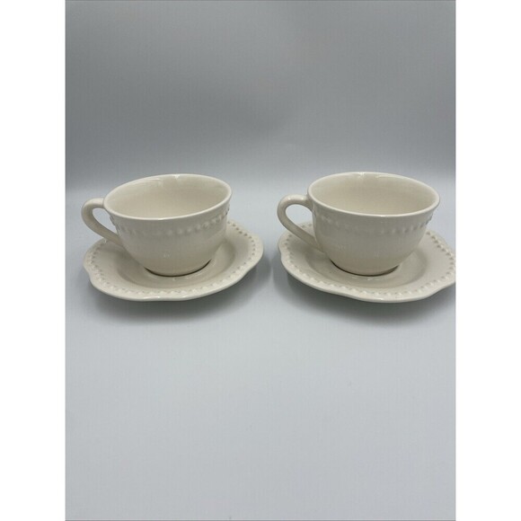Pottery Barn Other - Pottery Barn Emma Beaded Ivory Colored Cup & Saucer Gifts Replacements S…